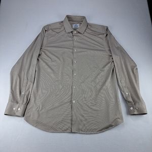 Mizzen+Main Trim Fit Brown White Checkered Stretch‎ Button Shirt Mens XX-Large